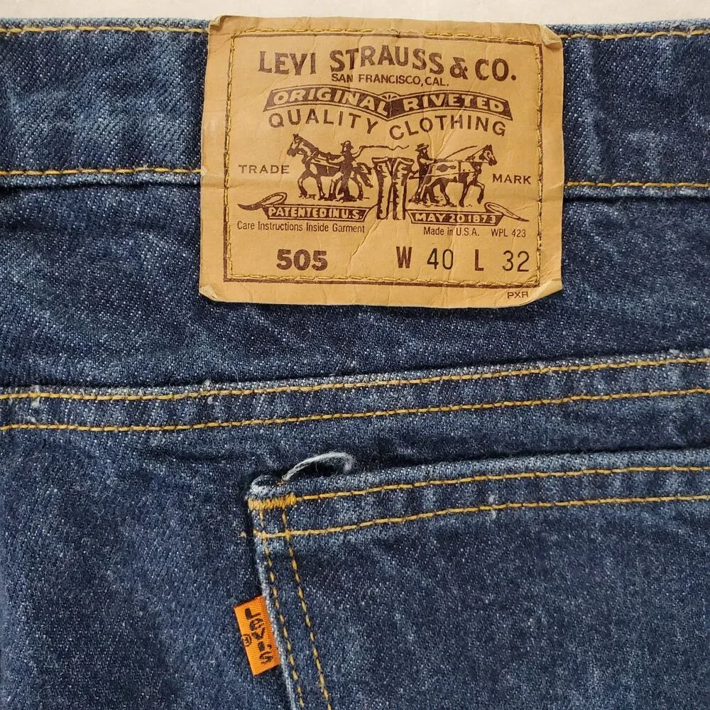 40x32 Vintage USA Made Levis 505 Jeans Men Dark Wash Orange Tab